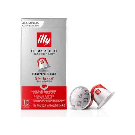 Boite de 10 Capsules café Illy Torrefaction Classique 8908 Argent et Rouge