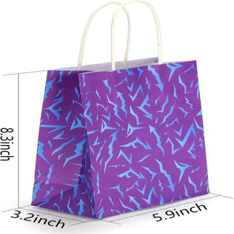 Lot de 12 sacs cadeaux pour fête sur le thème du diable, sacs en papier violets avec poignées, motif diable énergique (1/5)