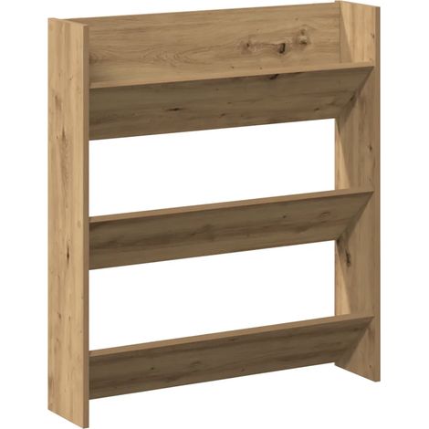 Zapatero moderno de pared que ahorra espacio 80 x 18 x 90 cm fabricado en madera de roble manufacturada acabado artesanal 020050893 (1/5)
