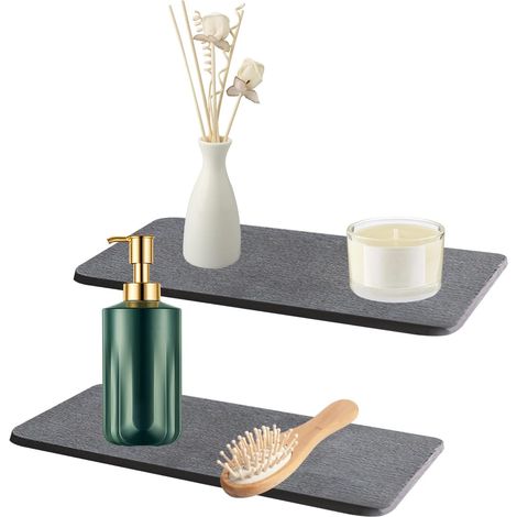 Lot de 2 Tapis Diatomite, Absorption Rapide, Organisateur Évier, Antidérapant, Cuisine Salle De Bain (1/5)