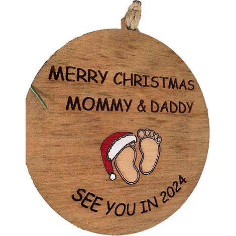 Décoration de Noël créative en bois 2024 - Cadeau pour futurs parents (1/4)
