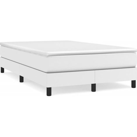 Sommier à lattes de lit avec matelas blanc 120x190 similicuir (1/5)