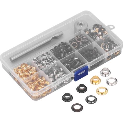 Kit œillets 1/4 avec 400 œillets métalliques, 4 couleurs, anti-rouille, pour cuir, chaussures et denim, lot de fixation (1/5)