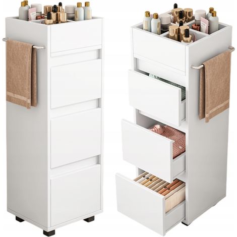 Weißer Badezimmerschrank, Standregal für Kosmetika, moderner Loft-Stil, 90 cm (1/5)