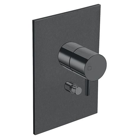 FACADE LAITON MITIGEUR DOUCHE TRIVERDE 2 SORTIES CHROME NOIR BROSSE - CRISTINA ONDYNA TV68975