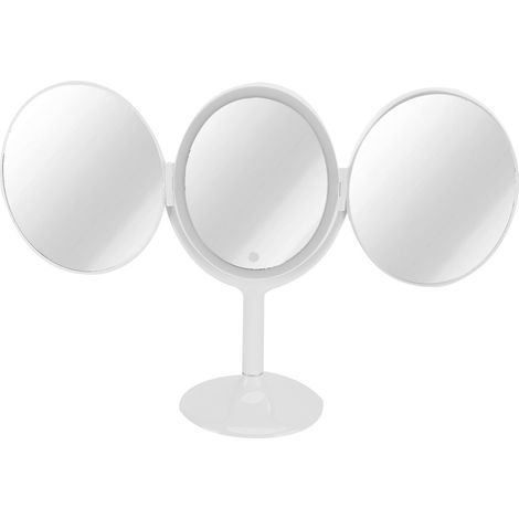 Miroir de maquillage LED pliable et rotatif, tactile, pour chambre et dressing (blanc) (1/5)