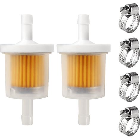2pcs 6-8mm Fuel Filter, Inline Fuel Filter, Quick Fuel Filter with 4pcs Clamp Clamps for Motorcycle, Scooter, Generator, Lawnmower
