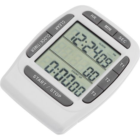 Tragbarer digitaler Mehrkanal-Timer mit 3 Kanälen und LCD-Anzeige, präziser Countdown-Uhr (1/5)