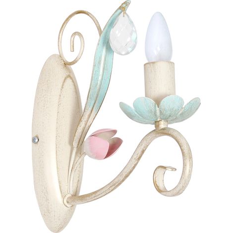 Luce 1xE14 15W Luminex Kristallblumen-Kerzenständer-Wandleuchte