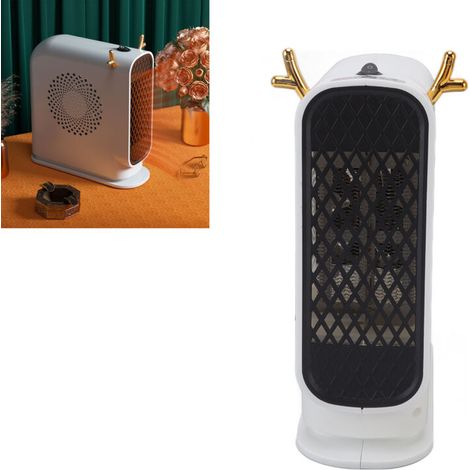 Mini electric heater with fast heating, adjustable temperature, portable electric desk fan for office, bedroom, stylish, white, EU plug, 220V (1/5)