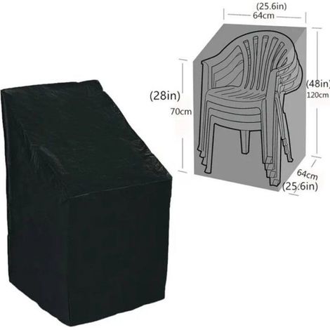 Housse de Protection - Chaise de Jardin - 65x65x120 cm - Respirante Impermeable avec Cordon de Serrage - Noir - 1 Piece (1/5)
