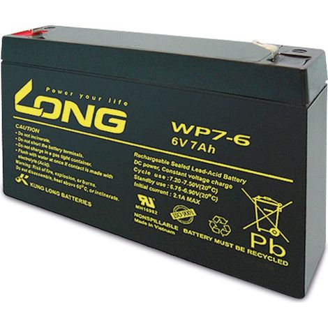 Accumulateur au plomb KUNG LONG WP7-6, 6 V-/7 Ah