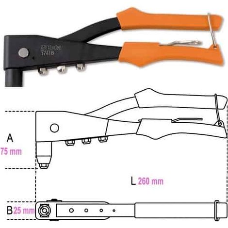 BETA Pince à riveter avec 4 embouts - 1741B - 017410000
