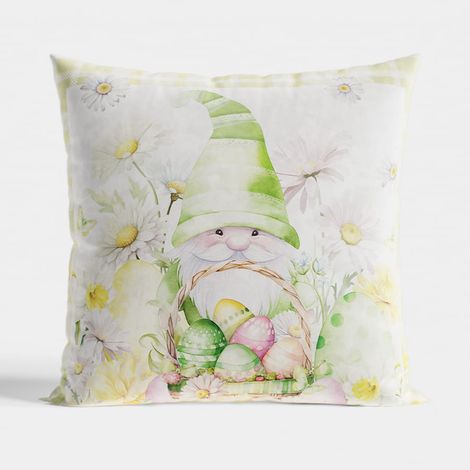 Funda de almohada navideña de terciopelo de 40 x 40 cm con diseño de gnomo de Pascua (1/2)
