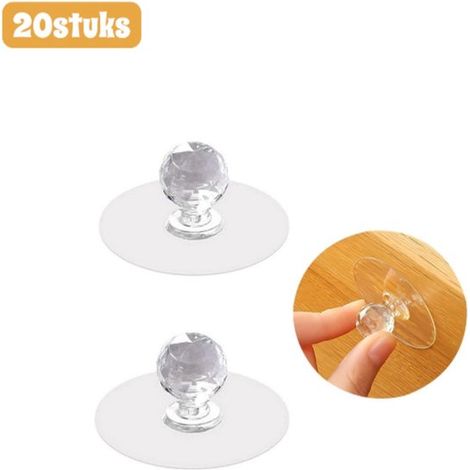 Lot de 20 poignées autocollantes en Acryl , idéales pour les portes vitrées de commodes et coiffeuses. Parfaites pour les chambres et salles de bains. Finition transparente. (1/5)