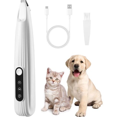 Tondeuse pour chiens - Tondeuse à pattes avec lumière LED - Tondeuse pour chiens - Tondeuse électrique pour pattes - Kit de toilettage - Étanche - Soin des pattes - Rasoir pour poils d'animaux - Pour (1/5)