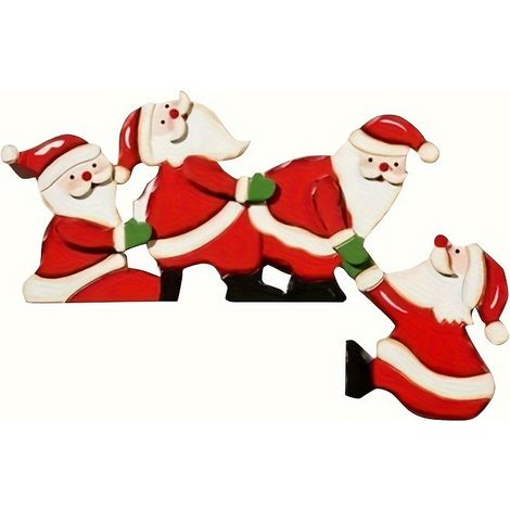 5 adornos navideños, adornos de madera para marcos de puertas de esquina, adornos para esquinas de puertas con forma de Papá Noel, artesanías de madera. (1/2)