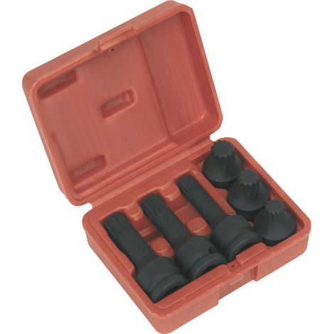 Sealey Impact Spline Socket Bit Set 6pc 1/2Sq Drive SX052