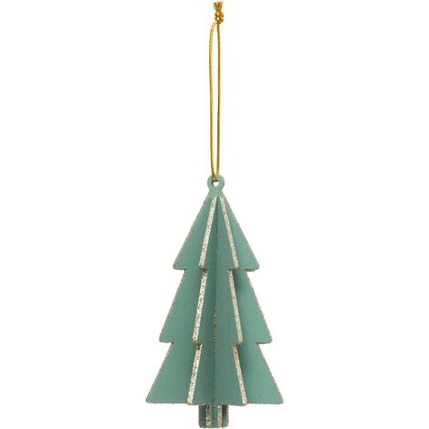 Décoration de sapin en bois sapin 3D vert 13cm - Atmosphera créateur d'intérieur
