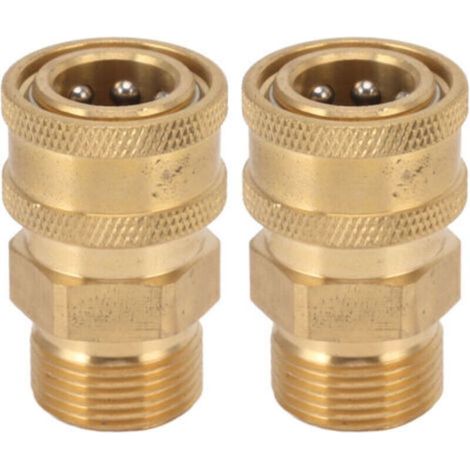 2 adaptateurs de raccord M22 en cuivre pur pour nettoyeur haute pression, 3/8" NPT femelle vers mâle, trou intérieur 14 mm/0,55 po (1/4)