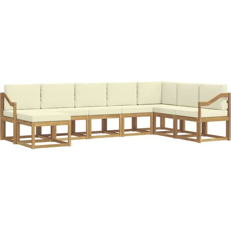Conjunto de sofás de exterior 8 uds. Blanco y Crema vidaXL (1/5)