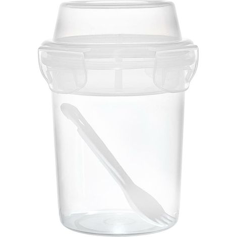 Fiambrera con vaso de 350 ml, 2 compartimentos y cubiertos. (1/3)
