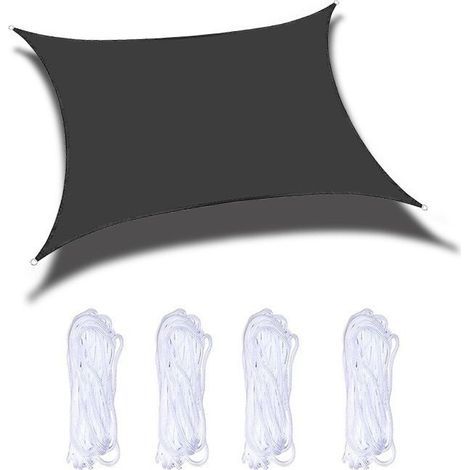 Lona negra rectangular impermeable de 200x300cm con bolsa y cuerdas de sujeción. (1/5)