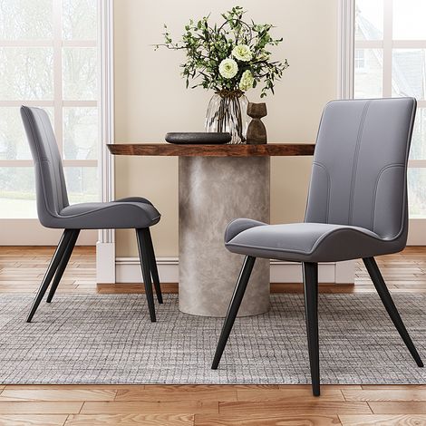 Grey Set of 2 Velvet Upholstered Dining Chairs (1/5)