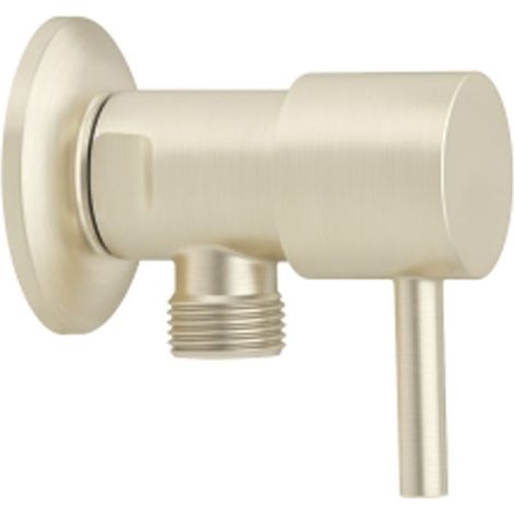 Robinet d'arrêt WC quart de tour céramique 1/2" (15x21) - Nickel brossé (1/2)