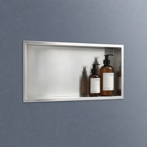 doporro Niche de Douche à Carreler Argent 30x60cm Étagère Murale à Encastrer en Acier Inoxydable 1 Pièce