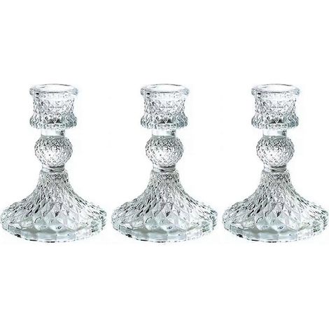 Bougeoirs rétro en verre, parfaits pour les bougies piliers, les mariages et les fêtes. (1/5)