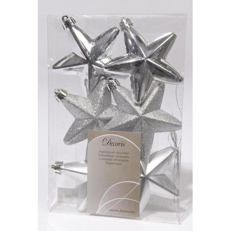 Decoración de Navidad kaemingk 6 estrellas plata 7.5 cm (1/2)