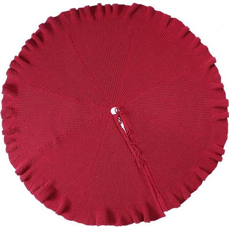 Gonna per albero di Natale in un unico pezzo, gonna per albero di Natale in maglia rossa, diametro 122 cm, morbida ed elegante, decorazione natalizia per la festa dell'albero di Natale (1/5)
