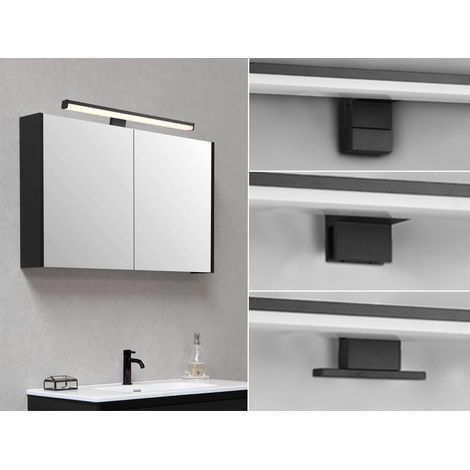 LED Badezimmer Wandleuchte LINO in Schwarz - Spiegelleuchte, Breite 40cm