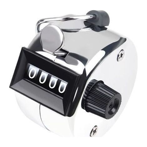 1 Iron Handheld 4-Digit Answer Counter, Non-Rechargeable Metal Counter, for counting, knitting, coaching, golf, kneeling, fishing - Use, Coaching Tool Manual Operation Adjustable Knob (1/4)