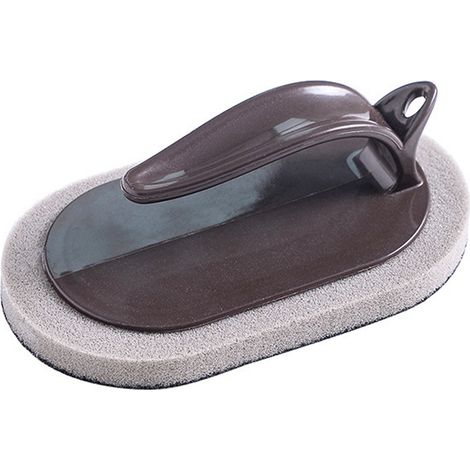 Brosse éponge émeri Poignée ergonomique Outil nettoyage cuisine anti-rouille et taches d'huile Lavabo baignoire carrelage Couleur café (1/5)
