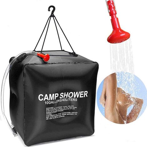 Sac de Douche Solaire Camping, Sac de Douche Solaire, Pliable Portable Extérieur, avec Flexible Commutable Tête de Douche Chauffe Eau Solaire, 40L (1/5)