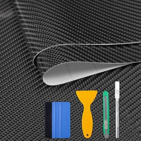 Film covering carbone 6D noir 150x30cm avec kit d'outils (1/5)