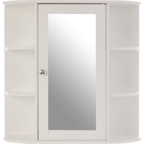 Premier Housewares 6 Shelves / Mirrored Door Bathroom Cabinet (1/5)