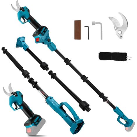Sécateur Électrique sur Perche 2-en-1, Compatible avec Batteries, Diamètre de Coupe 30 mm, Taille-Haie sans Brosse pour Jardin et Élagage d'Arbres, Longueur Extensible 2 m (Sans Pile) (1/5)