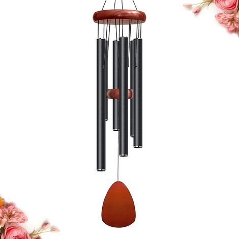 Carillons éoliens noirs de 71,1 cm pour l'extérieur, carillons éoliens décoratifs pour l'extérieur, carillon commémoratif, cadeau souvenir pour femme, maman, grand-mère, petit carillon éolien en méta (1/5)