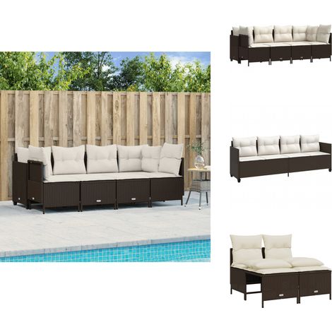 5-tlg. Garten-Sofagarnitur mit Kissen Braun Poly Rattan - Gartenmöbel - Outdoor-Lounge - Rattan Gartenmöbel - Sofagarnitur - Balkonmöbel (1/5)