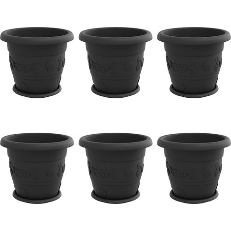 Maison Exclusive - Vasi per Piante 6 pcs Nero Ø 34 x 28 cm Plastica