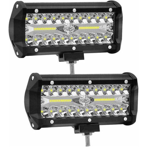 2 pièces 7 pouces LED travail lumière 120W projecteur 12V/24V voiture travail lumière 6000K 15000LM antibrouillard (1/5)