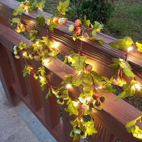 Guirlande de fleurs solaires - 50 LED - Guirlande solaire pour cour, jardin, arbre, clôture, Noël, fête, vacances