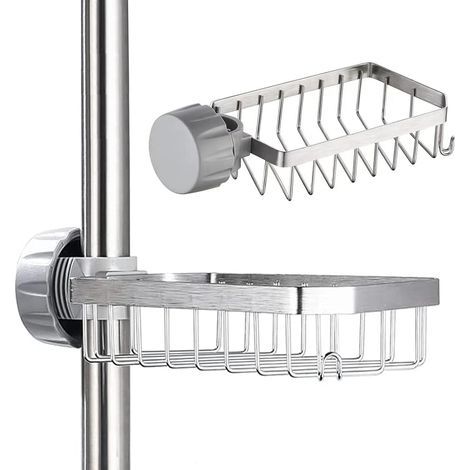 Seifenschale für Duschablage – Duschshampoo-Halterung ohne Bohren für Stangen mit 20–32 mm Durchmesser (1/3)