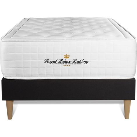 Base tapizada negro + Colchón con espuma viscoelástica 90 x 190
