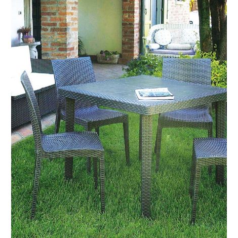 Tavolo boheme in polipropilene effetto rattan 90x90x74h antracite - Fraschetti