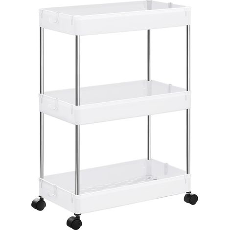 Carrello salvaspazio a 3 ripiani con ruote bianco (1/5)