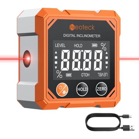Inclinomètre Numérique Rechargeable avec Laser Double – 4 Côtés Magnétiques, ±0.1° Haute Précision, Écran LCD Inversé – Niveau Électronique pour Menuiserie Bricolage Pose de Carrelage (1/5)